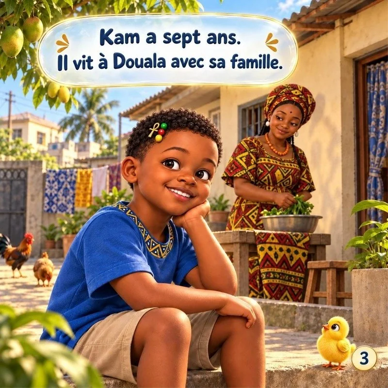 Kam a sept ans et vit à Douala avec sa famille.