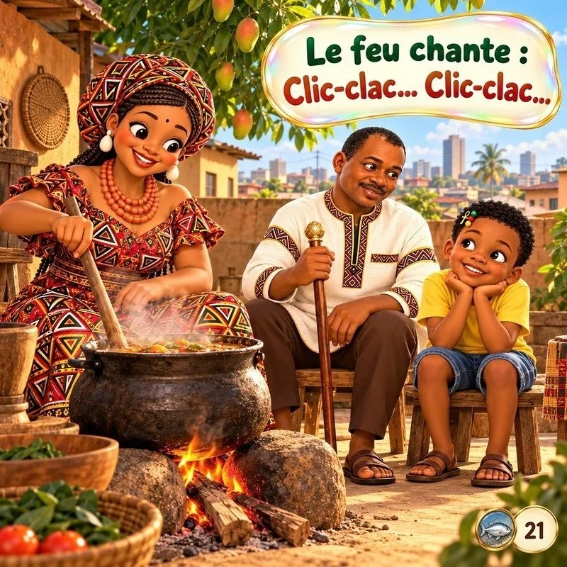 Le feu chante : clic-clac, clic-clac.