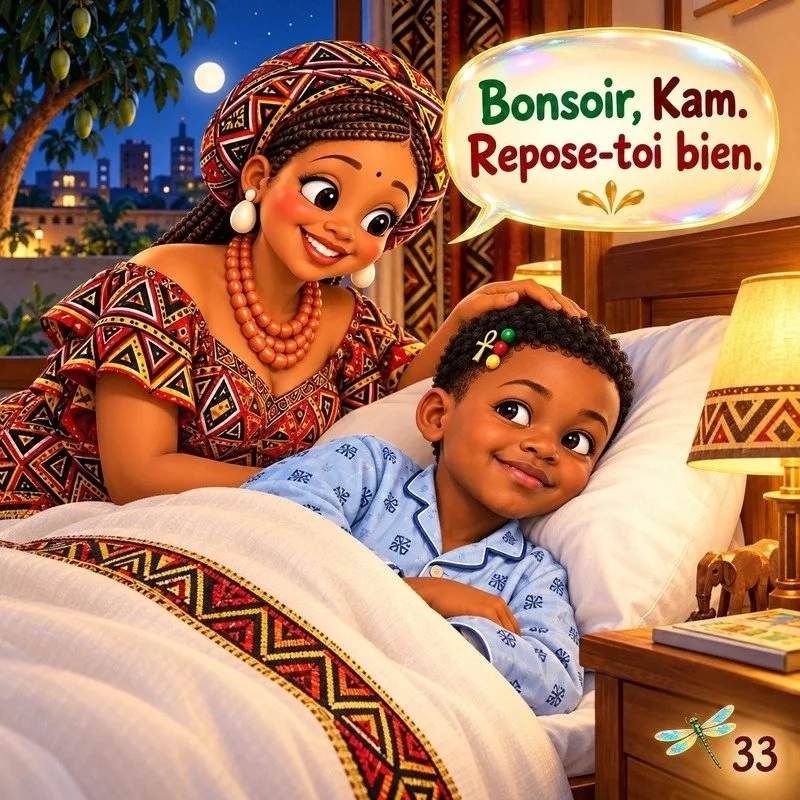 « Bonsoir, Kam. Repose-toi bien. »